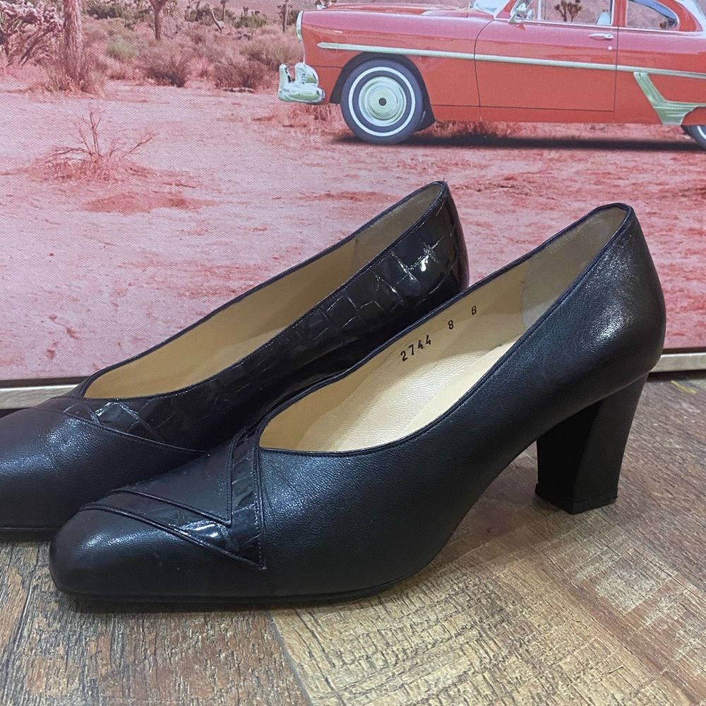 Vintage JOEL PARKER handcrafted leather pumps shoes Italy